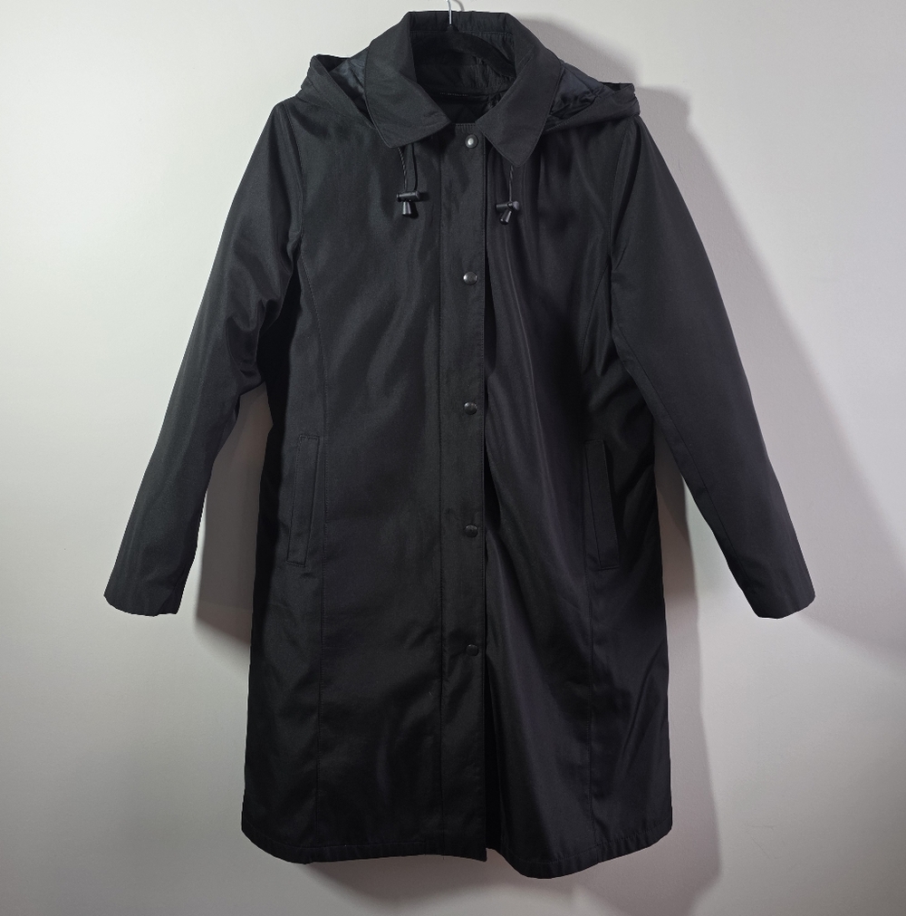 Linden Grey - Women's Beautiful Black Coat With Removable Hood And Quilted Liner